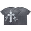 Vale Rhinestone Cross Vintage Wash Black Tee