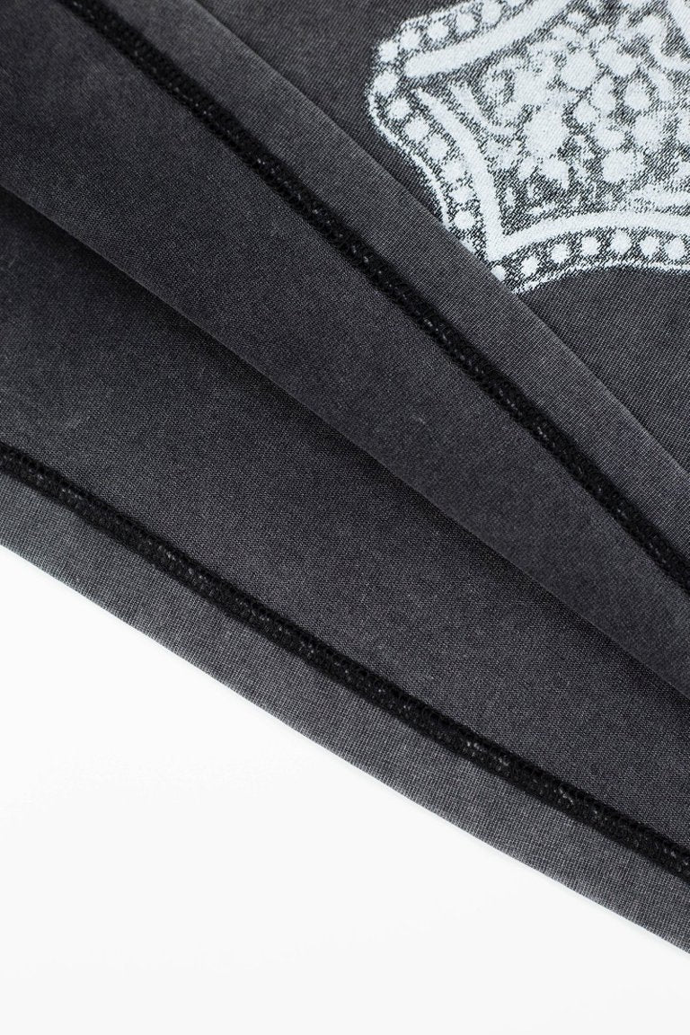 Vale Rhinestone Cross Vintage Wash Black Tee