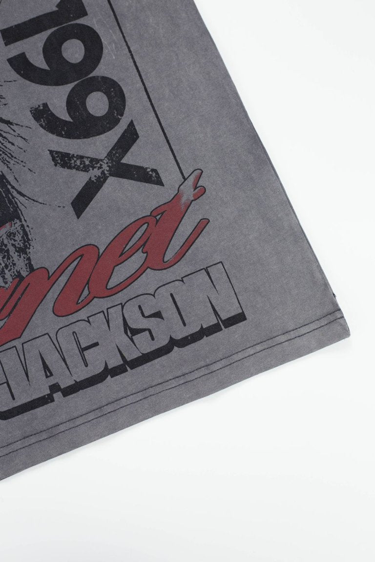 Vale Vintage Grey Washed‑Out Portrait Graphic Tee