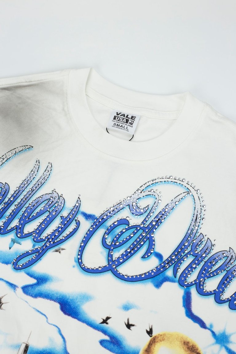 Vale Smoke‑Wash Blue Letter Portrait Tee