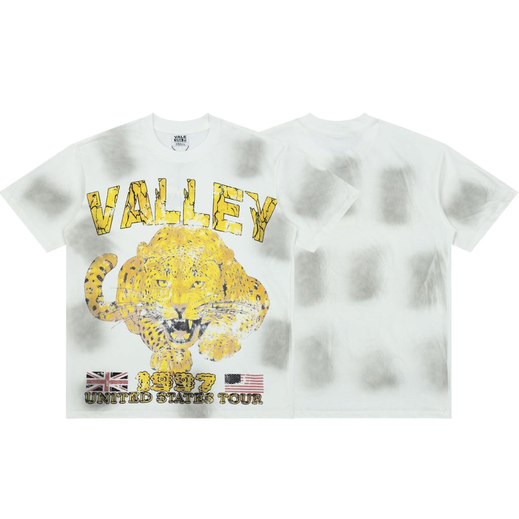 Vale Yellow Skull Smoke‑Wash Graphic Tee