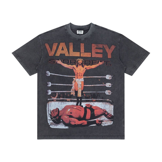 Vale Vintage Wrestler Graphic Black Tee Main Image