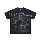 Vale Valley Dreams Vintage Portrait Print Black Tee