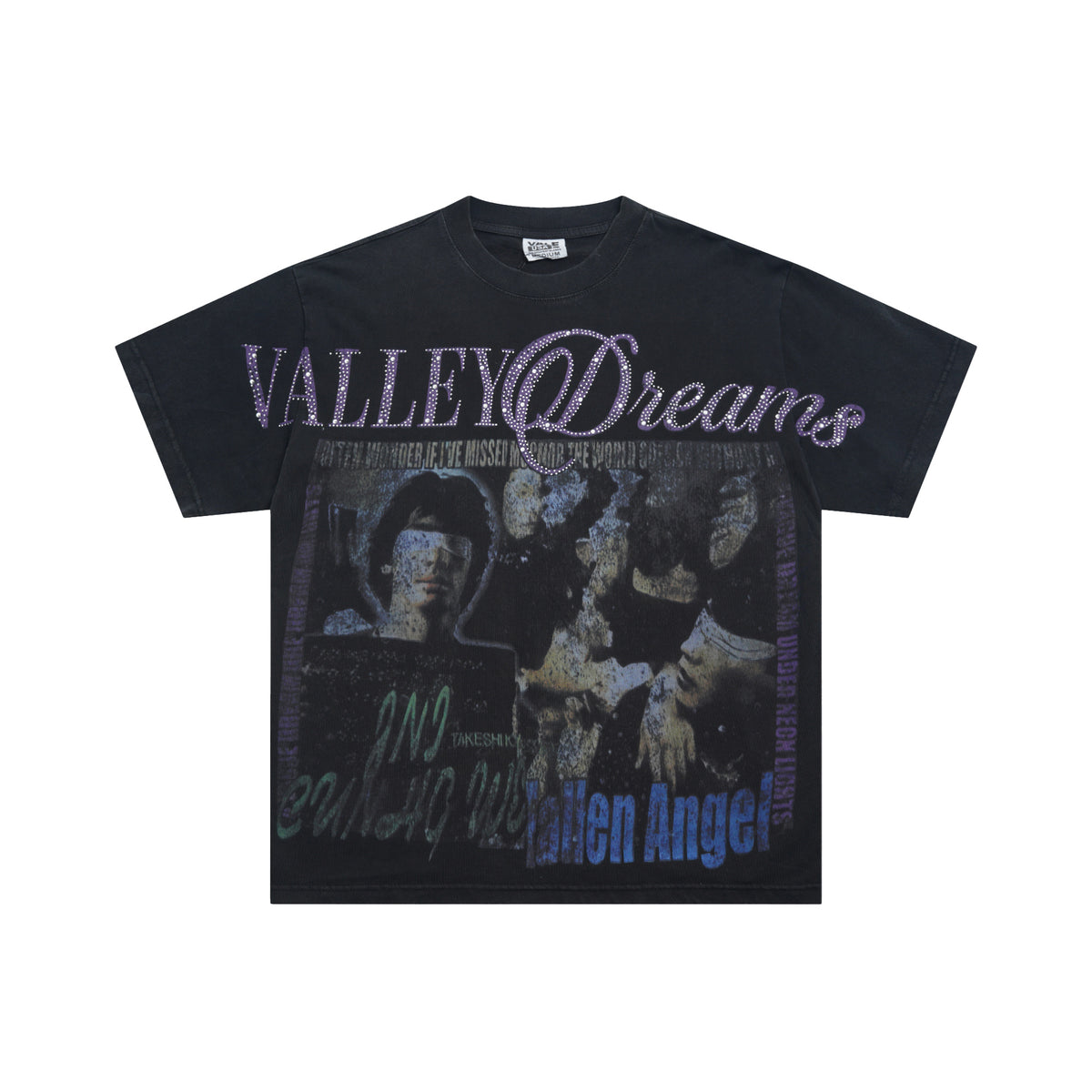Vale Valley Dreams Vintage Portrait Print Black Tee