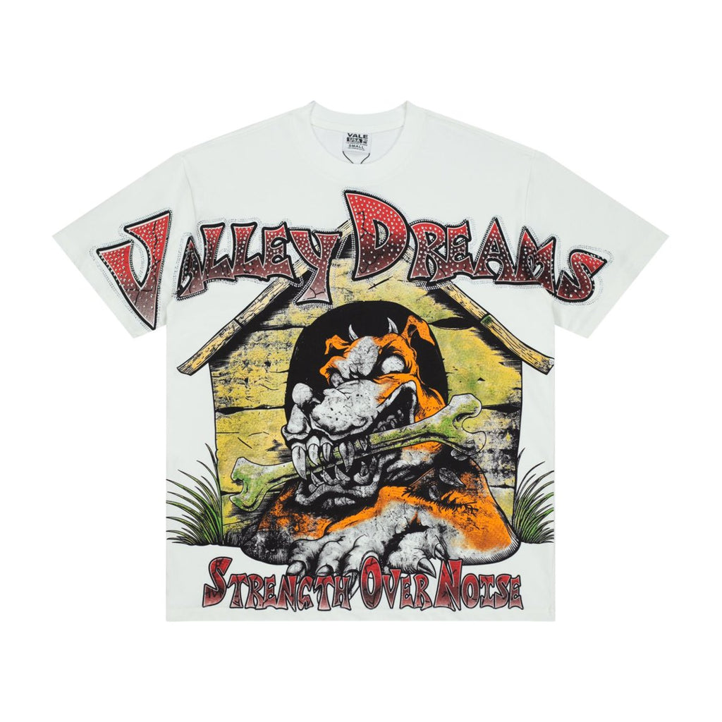 Vale White Cartoon Graphic Print Short‑Sleeve Tee