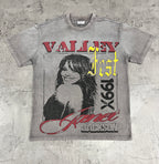 Vale Vintage Grey Washed‑Out Portrait Graphic Tee