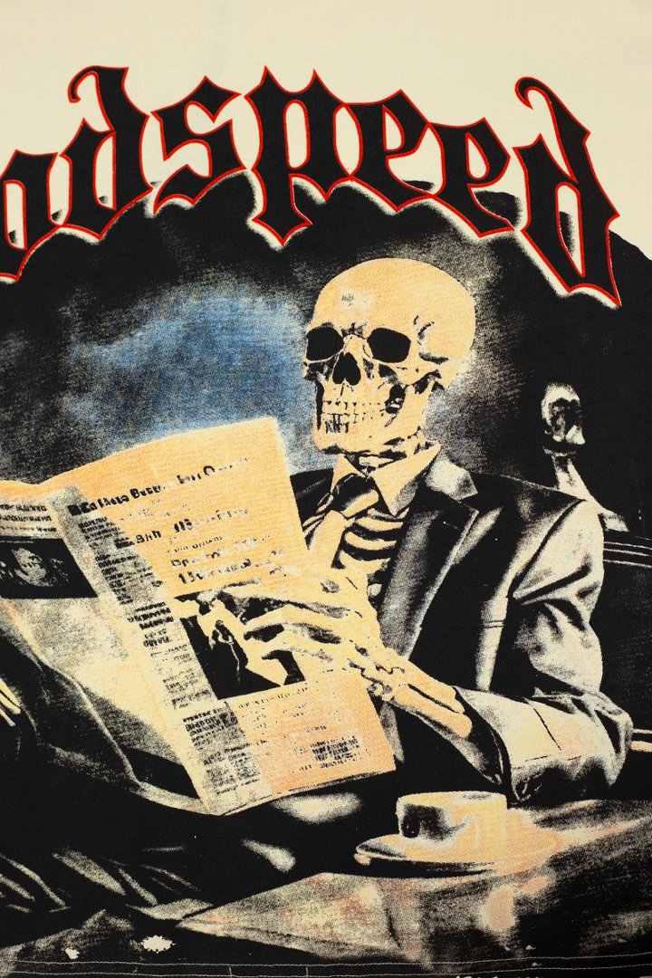 Godspeed Skeleton Newspaper Graphic Tee