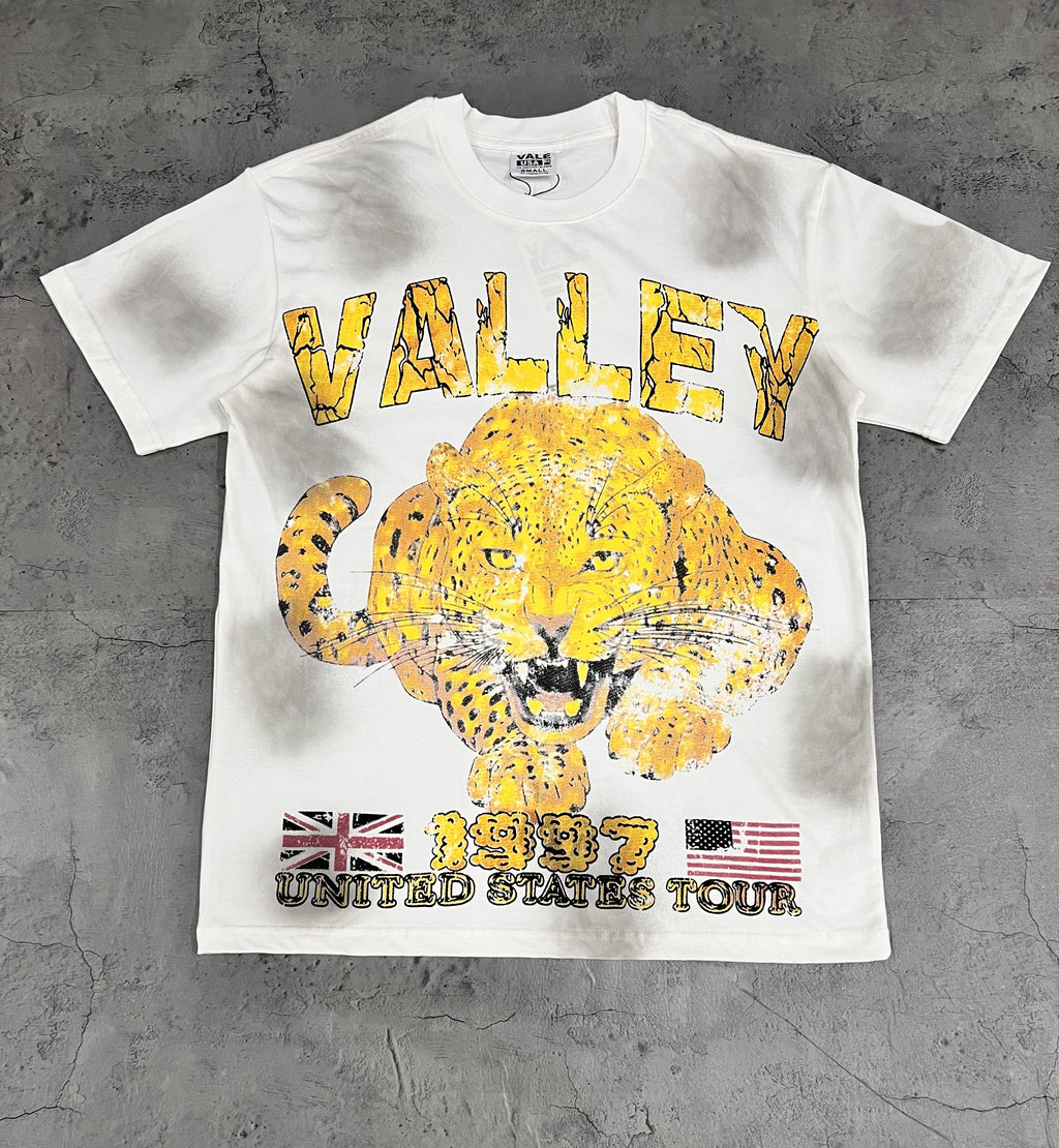 Vale Yellow Skull Smoke‑Wash Graphic Tee