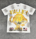 Vale Yellow Skull Smoke‑Wash Graphic Tee