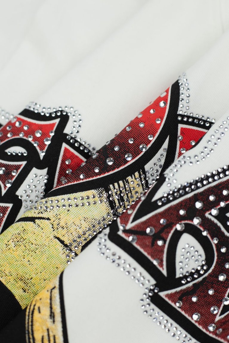 Vale White Cartoon Graphic Print Short‑Sleeve Tee