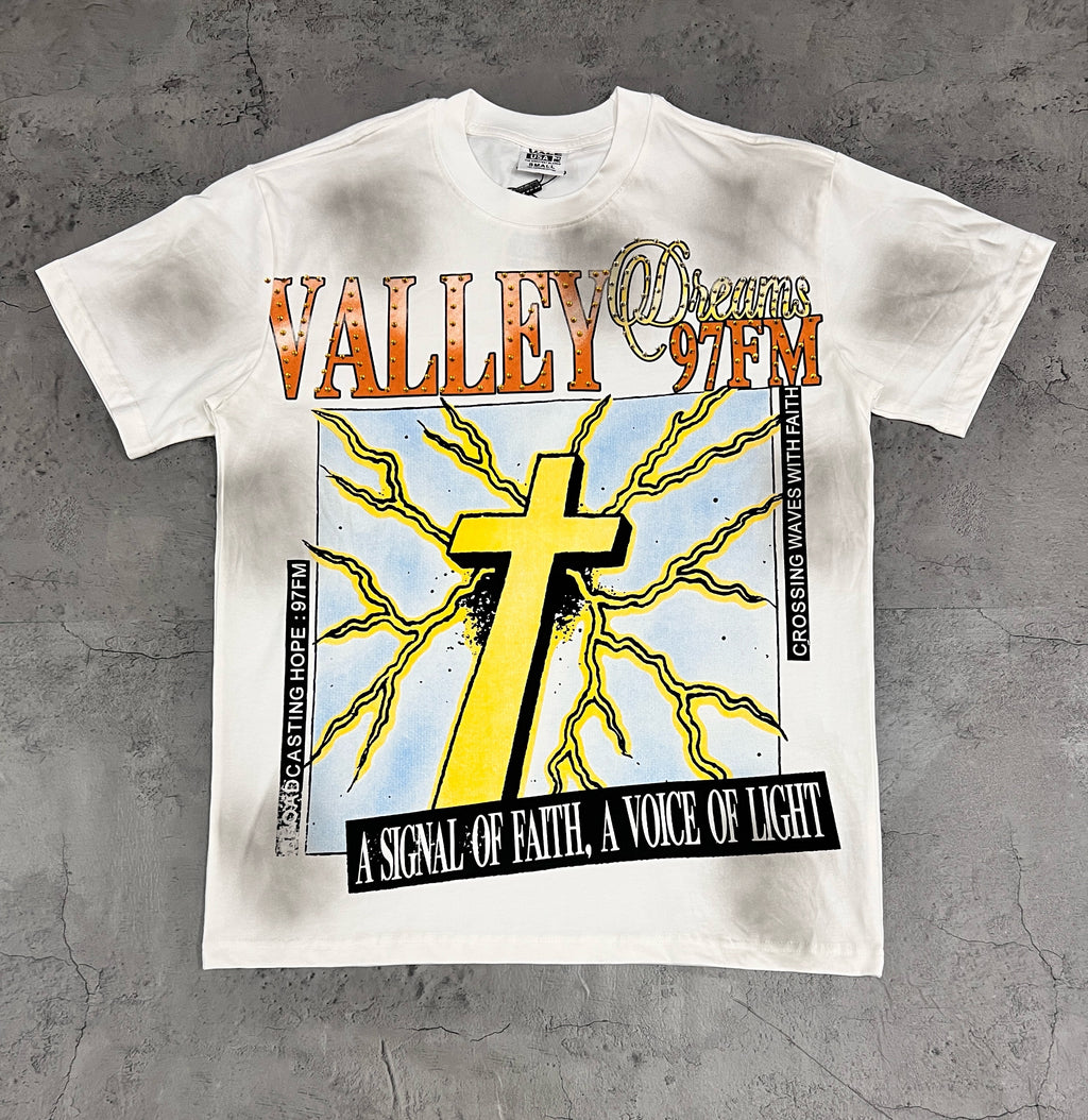 Vale Cross‑Pattern Smoke Wash Graphic Tee