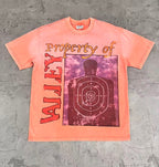 Vale Vintage Washed‑Orange Target Print Tee