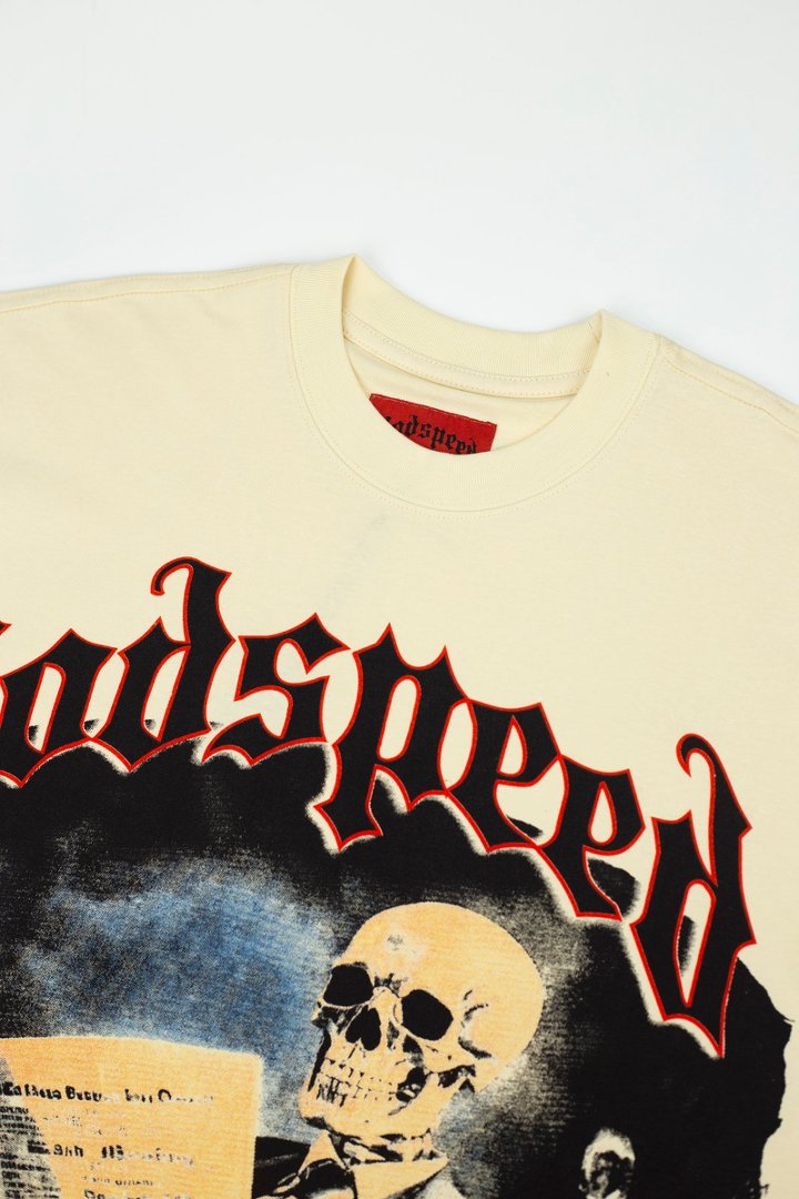 Godspeed Skeleton Newspaper Graphic Tee