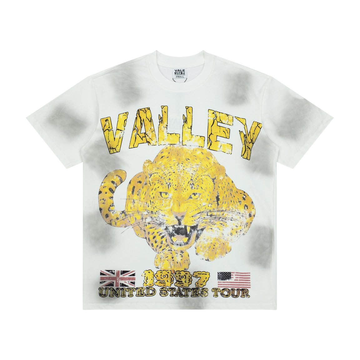Vale Yellow Skull Smoke‑Wash Graphic Tee