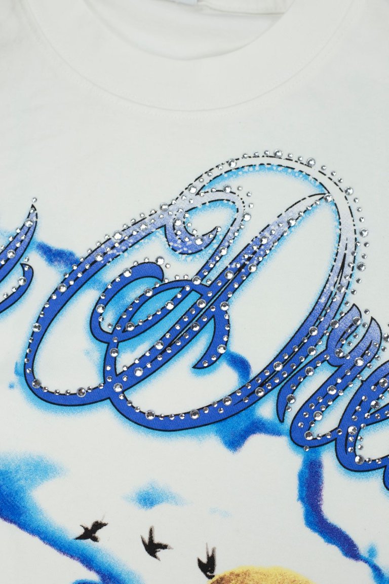 Vale Smoke‑Wash Blue Letter Portrait Tee