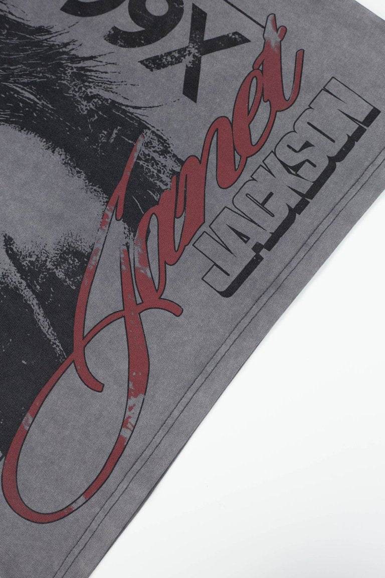 Vale Vintage Grey Washed‑Out Portrait Graphic Tee