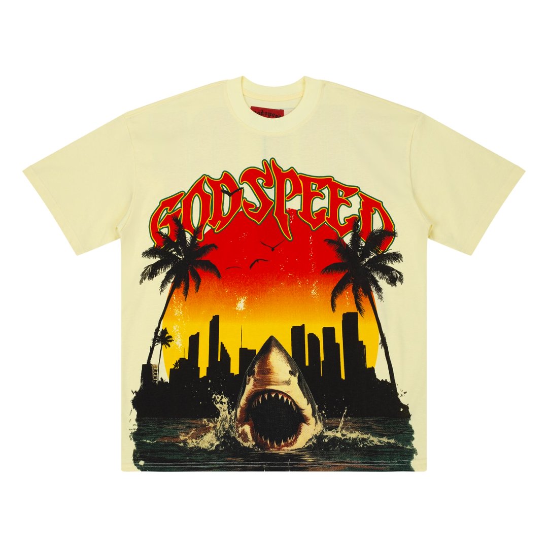 Godspeed Shark Sunset Graphic Tee