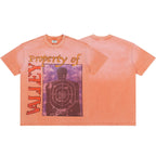 Vale Vintage Washed‑Orange Target Print Tee