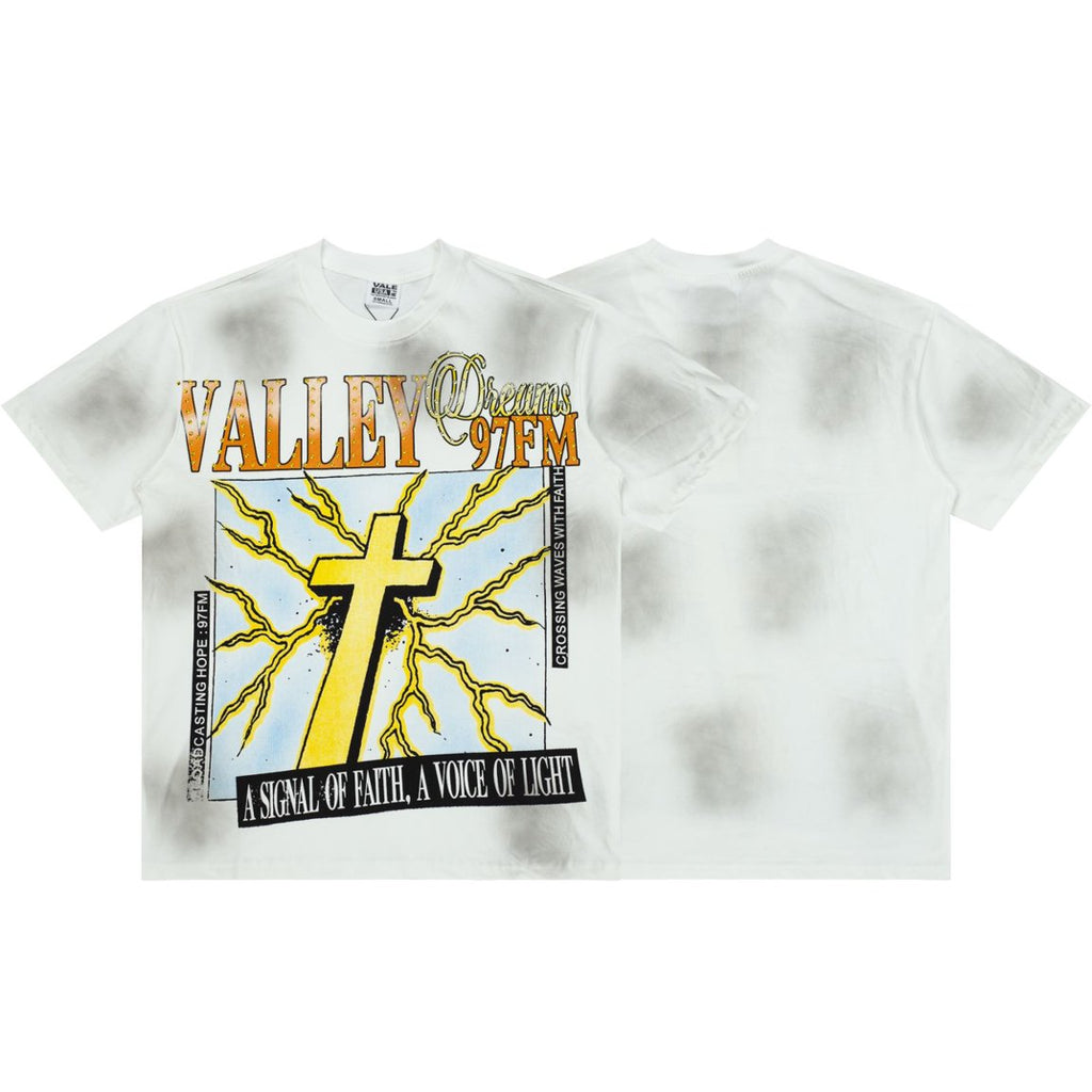 Vale Cross‑Pattern Smoke Wash Graphic Tee