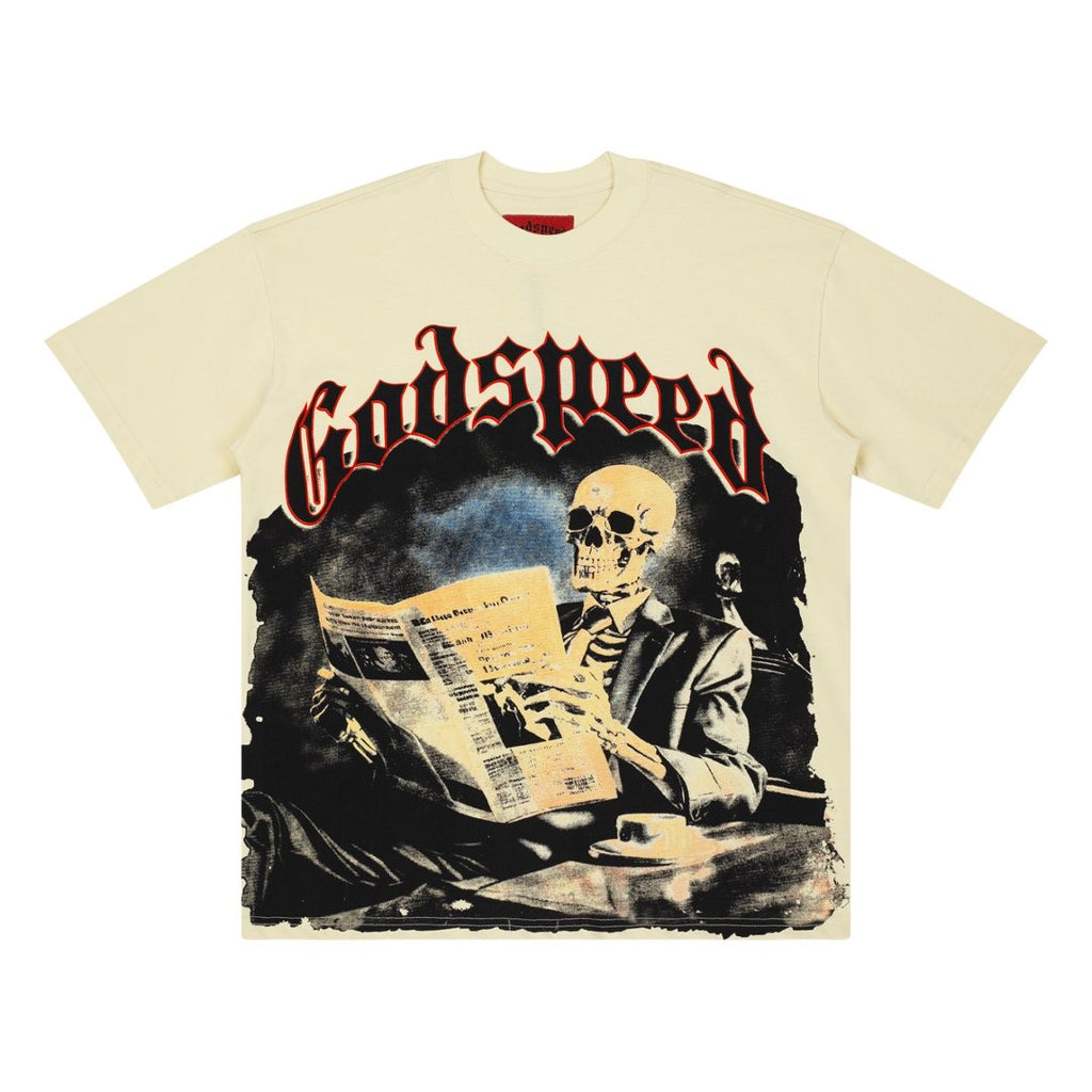 Godspeed Skeleton Newspaper Graphic Tee