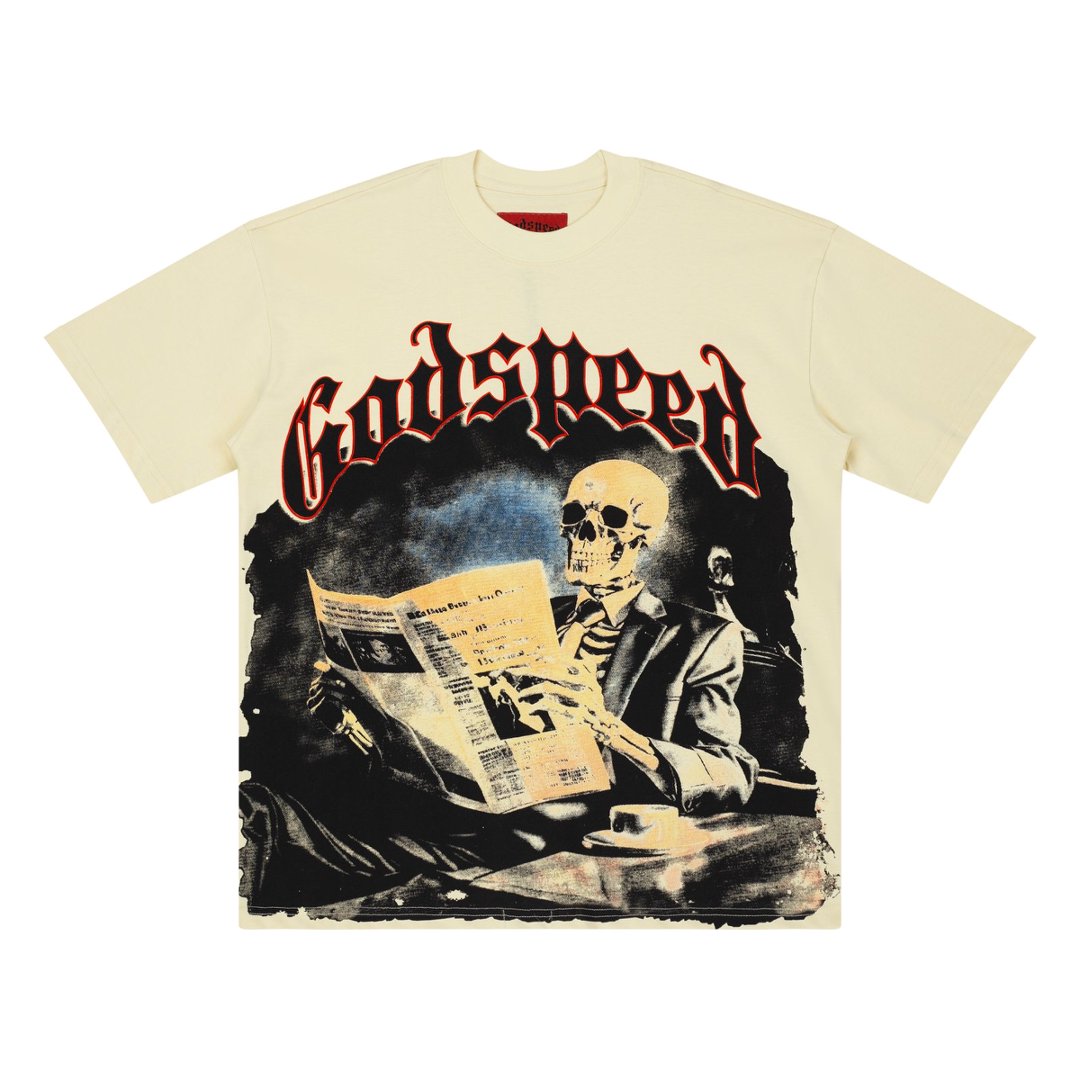 Godspeed Skeleton Newspaper Graphic Tee