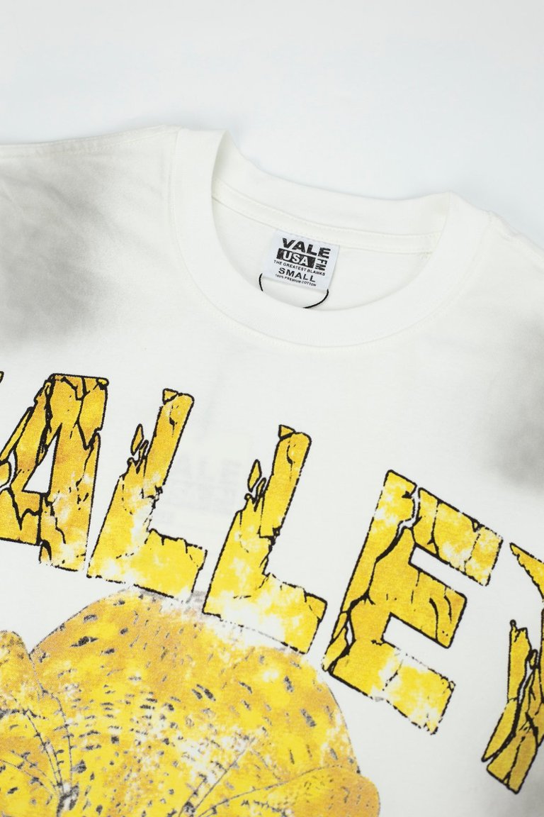 Vale Yellow Skull Smoke‑Wash Graphic Tee