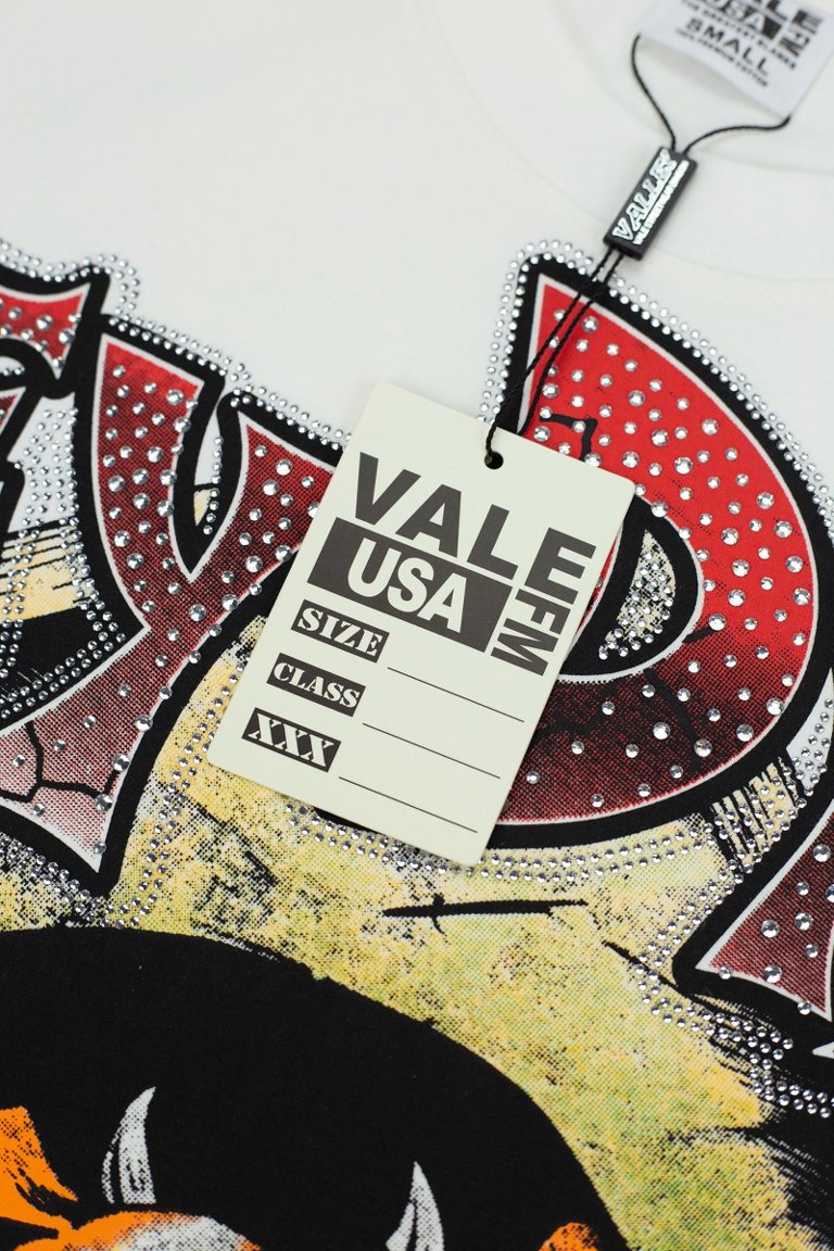 Vale White Cartoon Graphic Print Short‑Sleeve Tee