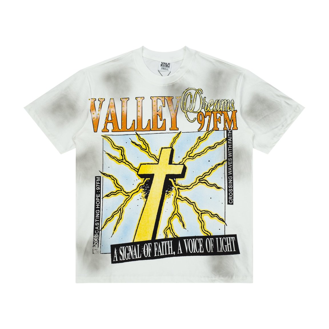 Vale Cross‑Pattern Smoke Wash Graphic Tee