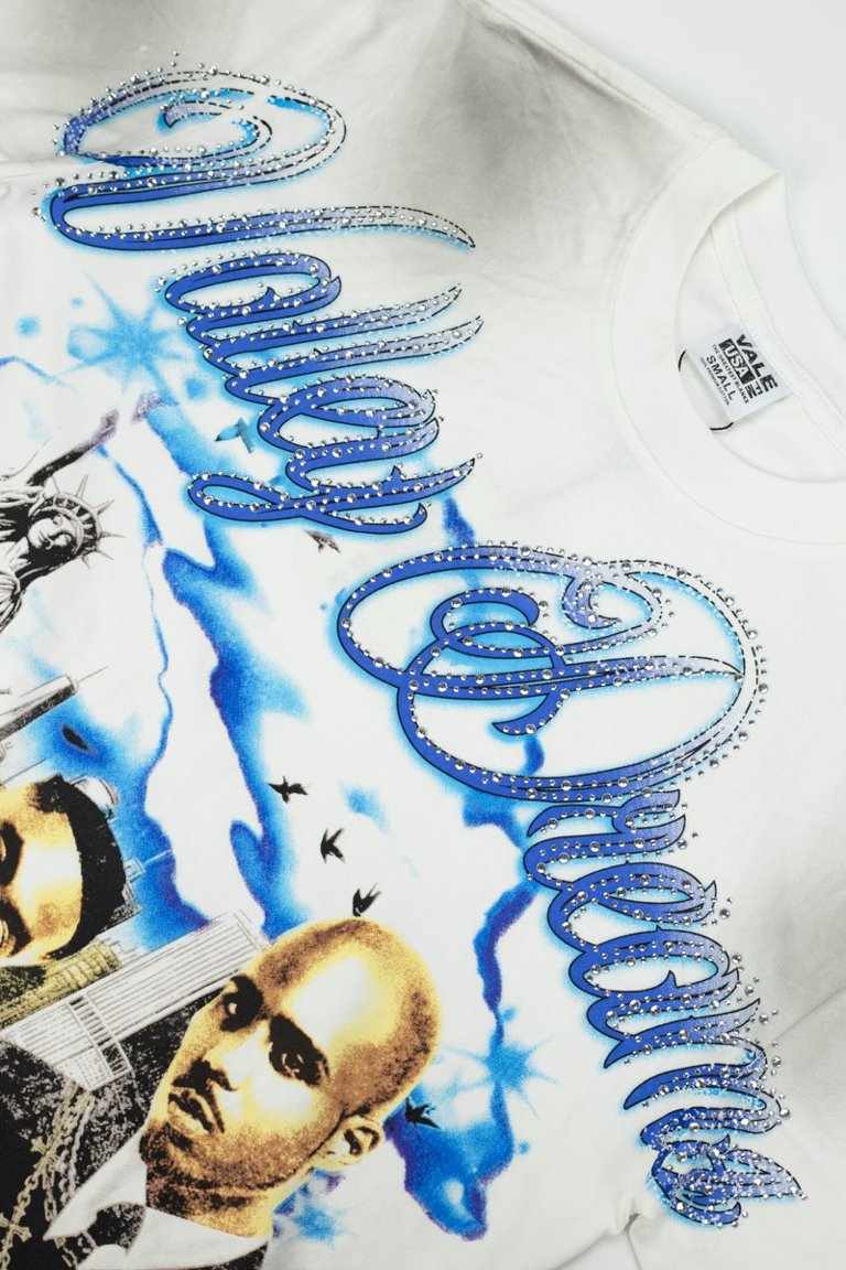 Vale Smoke‑Wash Blue Letter Portrait Tee