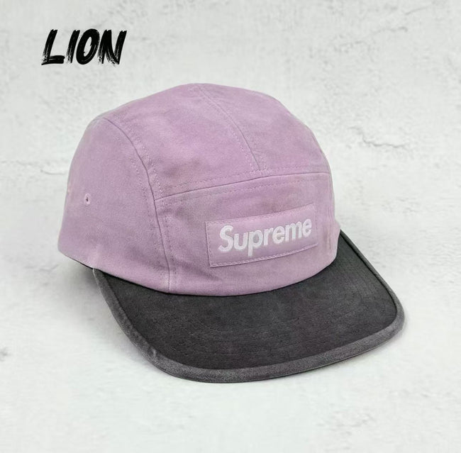 Supreme Purple and Dark Grey Two-Tone Canvas Box Logo 5-Panel Camp Cap Hover Image